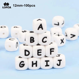 100pcs Silicone Letter Beads Alphabet Teething Beads